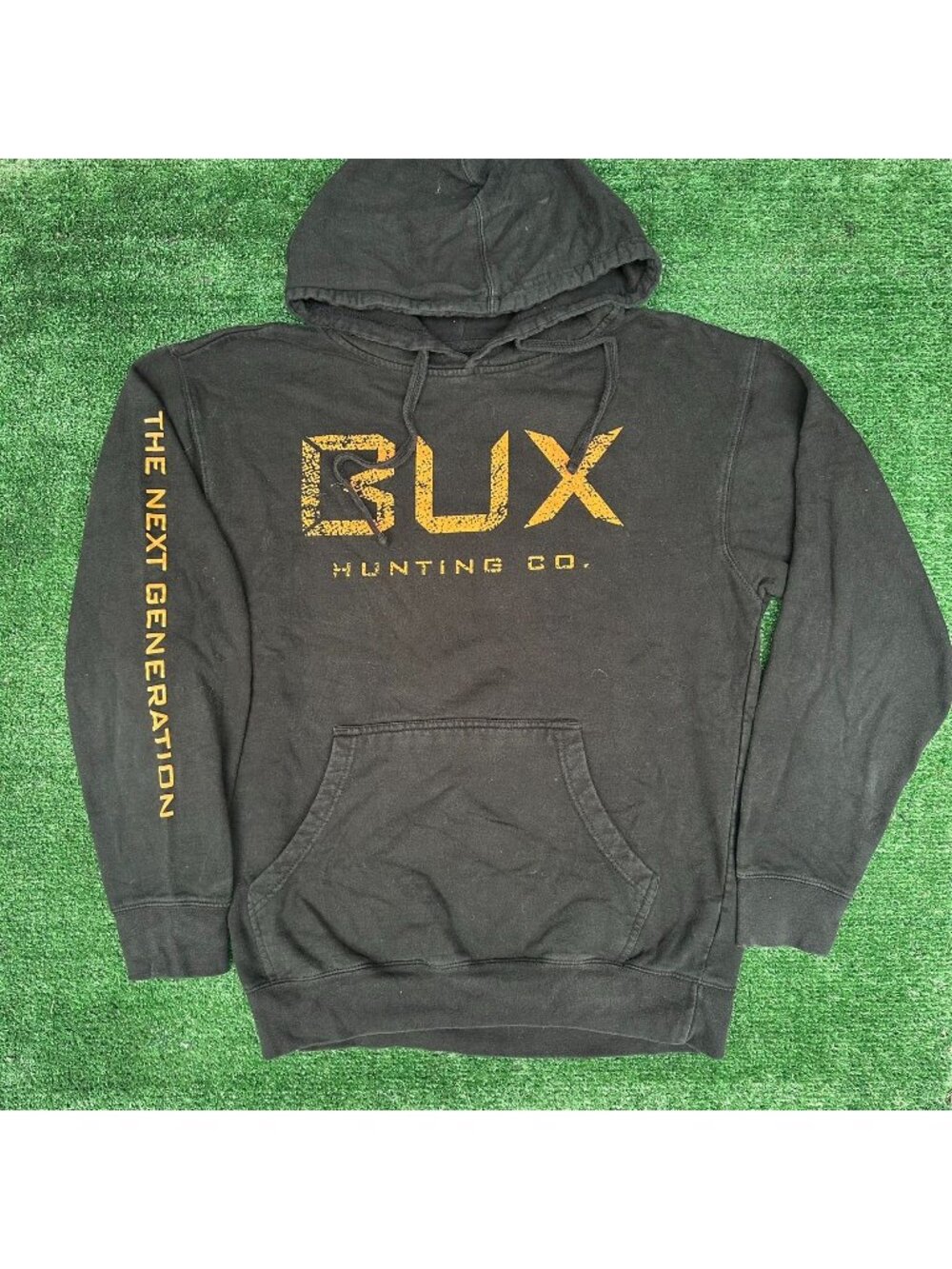 Vintage Y2K Bux Hunting Hoodie Sweatshirt Black M Deer Outdoor Gorpcore Fleece